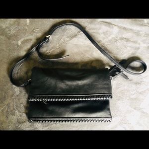 Foldover black bag
